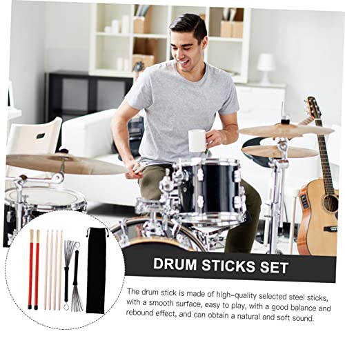 Set de 9 Baquetas LIFKOME con Mangos de Bambú y Cepillos de Alambre de Acero para Jazz y Rock con Soporte para Fácil Almacenamiento miniatura 5