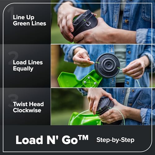 Image of Greenworks 60V 16 Inch Brushless Cordless String Trimmer, Weed Wacker /Weed Eater with 2.5Ah Battery & Charger, Load N' Go Bump Feed, 53min Runtime, 26cc Gas Equivalent, 4 Year Warranty