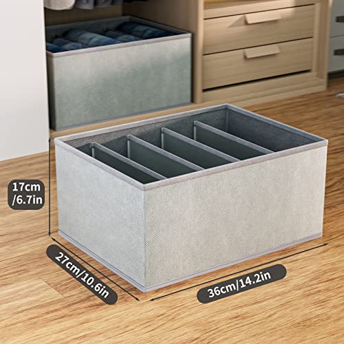 Dimj Jeans Organizer For Closet, 5-Cell Wardrobe Clothes Organizer, Clothes Drawer Organizer For Clothing, Closet Organizers And Storage For Jeans, T-Shirts, Sweater, 2 Packs (Grey) #TOP1