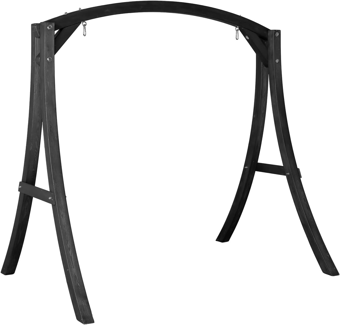 VINGLI 6.7FT Porch Swing Frame, 1000LBS Heavy Duty A-Frame Wooden Porch Swing Stand with Curved Arc Top for 5FT Porch Swing, Large Swing Hanger for Garden, Patio, Backyard & Indoor, Black