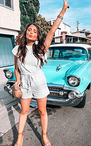 image for Angashion Women's Loose Casual Ruffle Cap Sleeve Short Jumpsuits Hollo