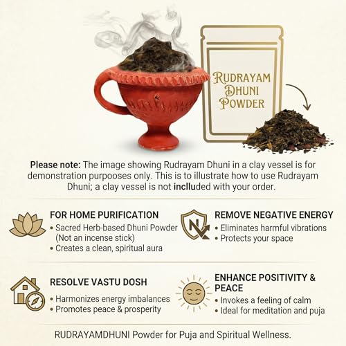 Image of Rudrayam Dhuni Powder for Home Purification | Remove Negative Energy & Vastu Dosh | RudraYaam Dhunii for Positivity, Peace, rudrayamdhuni Powder for puja (1 Month Protection)