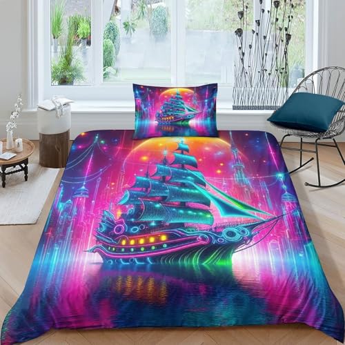 Housse de couette voilier imprimée 3D navigation microfibre 135x200