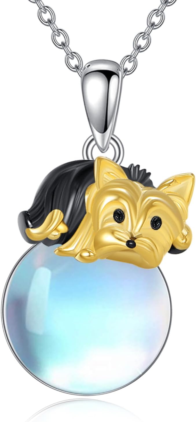 Dog Necklace Sterling Silver Dogs Pendant Cute Animal Jewelry Gift for Women Wife Mother