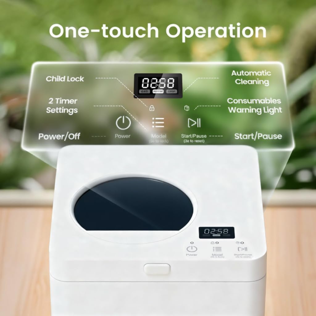 Electric Compost Bin for Kitchen - 3L Countertop Indoor Composter, Odorless Food Waste Recycler with Auto-Cleaning & Carbon Filter with Included Refill, Turns Scraps to Fertilizer in 4 Hours, White