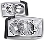 Auto Dynasty Factory Style Halogen Headlights Assembly Compatible with Dodge Dakota 2005-2007, Driver and Passenger Side, Chrome Housing Clear Corner