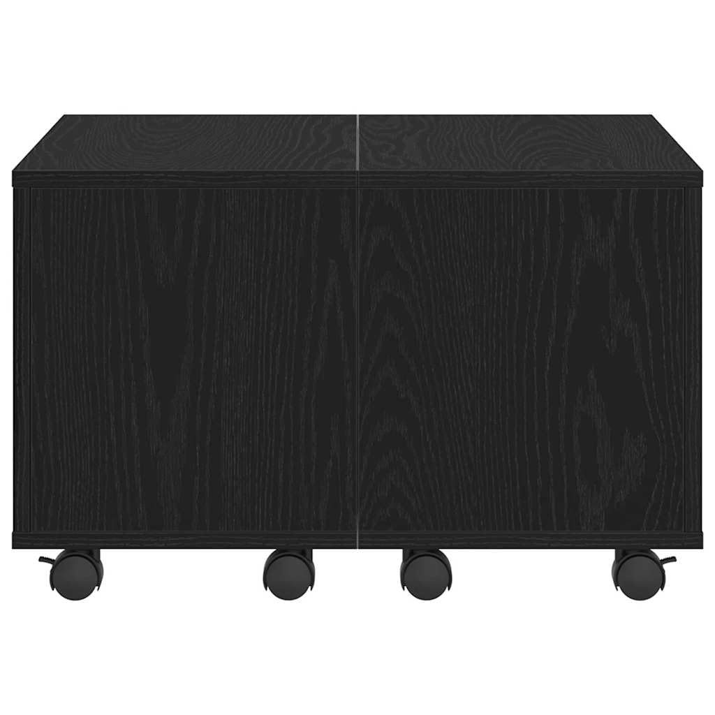 Stolik kawowy w kolorze czarnym o wyglądzie dębu, 60 x 60 x 38 cm, materiał drewnopochodny, nowoczesny stolik pomocniczy, mebel do salonu z miejscem do przechowywania, zdejmowany i składany
