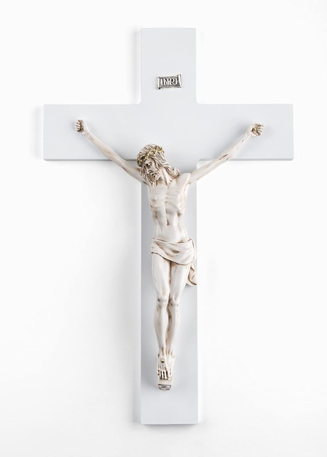 MAZZOLA LUCE Crocifisso Da Parete Classico In Legno E Marmorino – Bianco E Avorio, 25x16cm – Made In Italy - 2
