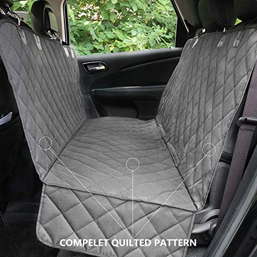 Image of Honest Dog Car Seat Covers with Side Flap, Pet Backseat Cover for Cars, Trucks, and Suv's - Waterproof & Nonslip-Luxury(Quilted) (61'' W x 64'' L,Gray)