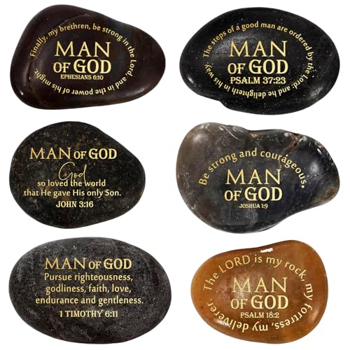 Wesiti 6 Pcs Church Gifts for Fathers Day Bulk Man of God Gifts Scripture Prayer Stones Christian...