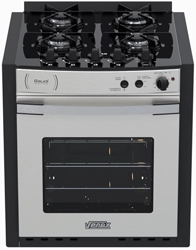 Fogao de Embutir 4 Bocas Venax Gaudi Platinum Vitreo Inox Gas GLP 127 V