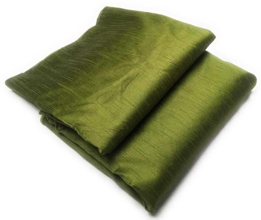 Men's Ethnic Raw Silk Unstitched Shirt/Kurta Fabric Length 2.5 Meter (Olive green)-picture-38