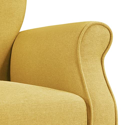 Yaheetech Modern Armchair, Mid Century Accent Sofa Chair With Sturdy Wood Legs And High Back, Upholstered Fabric Sofa Club Chair For Living Room/Bedroom/Office, Yellow #TOP7