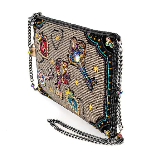 Mary Frances Unlocked Magic BeadedKeys & Heart Locks Mini Crossbody Clutch Handbag, Pewter4