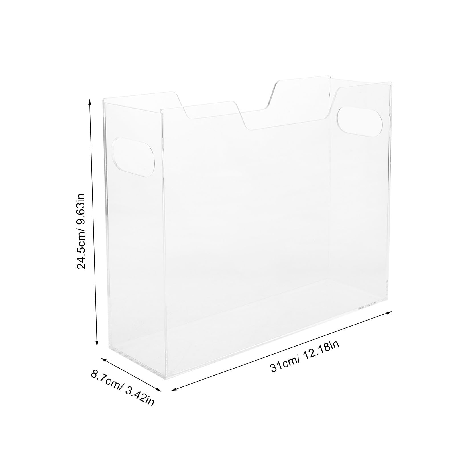 Organizador Acrílico para Papeles de Escritorio con Estructura Estable y Asas Portátiles, Adecuado para Espacios Personales y Oficina