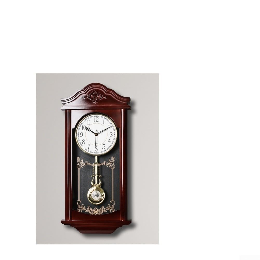 Große Vintage-Pendeluhr, 60 cm, Retro-Schwenkuhr für lautloses Uhrwerk, elegantes, rechteckiges Kunststoffgehäuse, Glasspiegel, für Wohnzimmer, Schlafzimmer, Arbeitszimmer