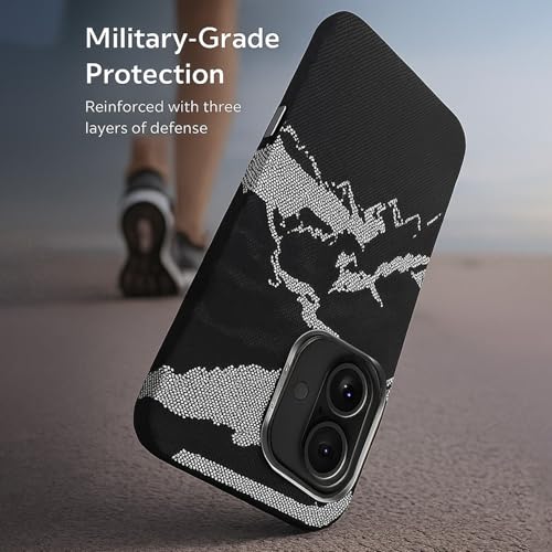 Image of AIBEX Aramid Fiber Mag-Saf Case Compatible for iPhone 16 Plus | Slim Protective Back Cover with Built-in Magnets | Wireless Charging Support | Camera Ring Stand | Shockproof with Air Guard Corners