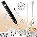 Happlee Milk Frother Handheld, Electric Coffee Frother, USB Rechargeable 3 Speeds Foam Maker with 2 Whisks, Coffee Spoon, Coffee Art Stencils and Needle for Cappuccino, Latte, Cream, Hot Chocolates