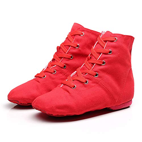 Soho Canvas Lace-up Dance Shoes Flat Practice Black Red Jazz Dancing Boots for Men Women2