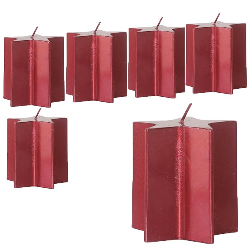 Virsus Candele a Forma di STELLA in Cera Paraffina di colore Rosso 1123, Misura 7x7,5 cm, Durata 12 ore di utilizzo, Candela Inodore, Decorazioni Natalizie, per Feste (6)