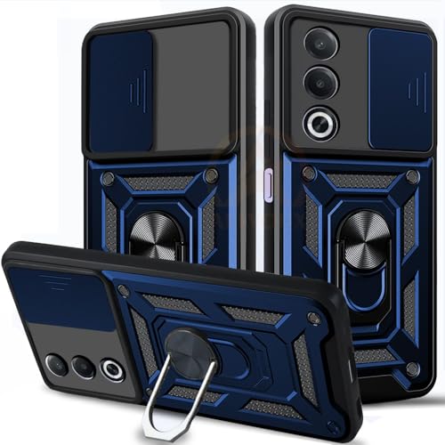 Image of Armor Bumper Back Cover Case for Oppo A3 Pro 5G Rotating Camera Cover, Ring Holder & Kickstand | Heavy Duty & 360 Degree Protection Oppo A3 Pro 5G Back Cover (Blue).