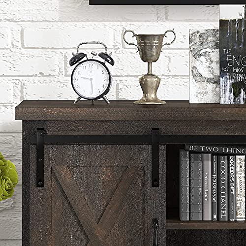 image for Decok Farmhouse 58'' TV Stand with Sliding Barn Doors, Entertainment C