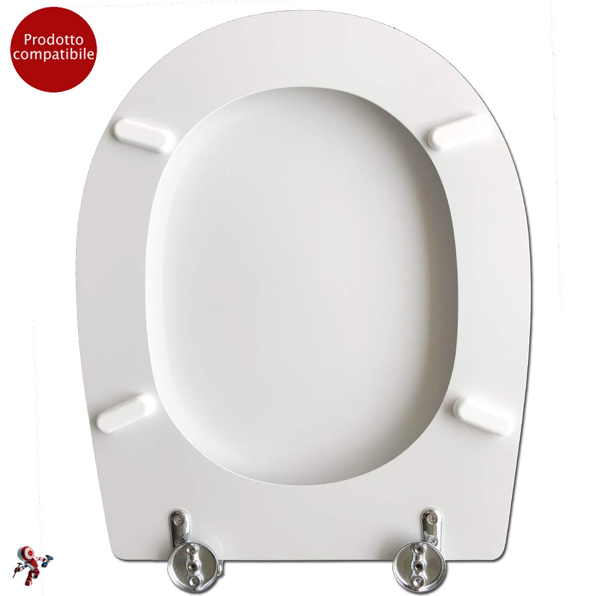 Copriwater Cesame ARETUSINA BIANCO Cerniera Cromo-Sedile-Asse Wc