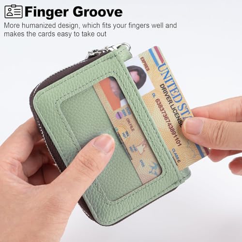 Image of Mayski Credit Card Holder, Zipper Credit Card Wallet for Women, Small Accordion Card Cases Holder, KeyChain Wallet, Business Card Holder, Spearmint