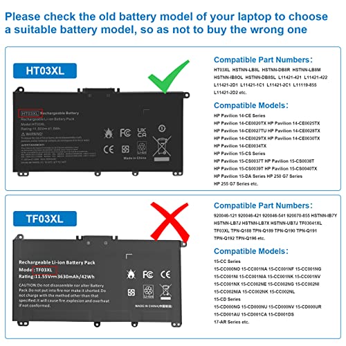 Fancy Buying Ht03Xl Hto3Xl L11119-855 Battery For Hp 14M-Dh0003Dx 14M-Dh1003Dx 15T-Da000 15T-Cs200 15-Cw1Xxx 15T-Cs300 Lpd1071 15-Db0004Dx 15-Da0014Dx Pavilion 15-Da 15-Db 15-Dw 15-Dy 14-Ce 14-Cf 14-Df 17-By 17-Ca thumb #1