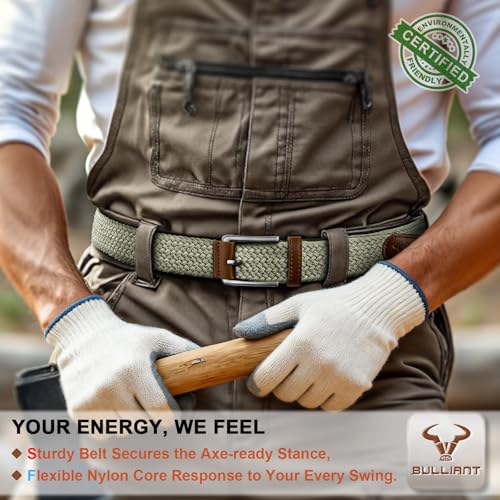 Image of BULLIANT Men's Woven Braided Stretch Web Golf Belt 1 3 /8 inch-Gift Boxed