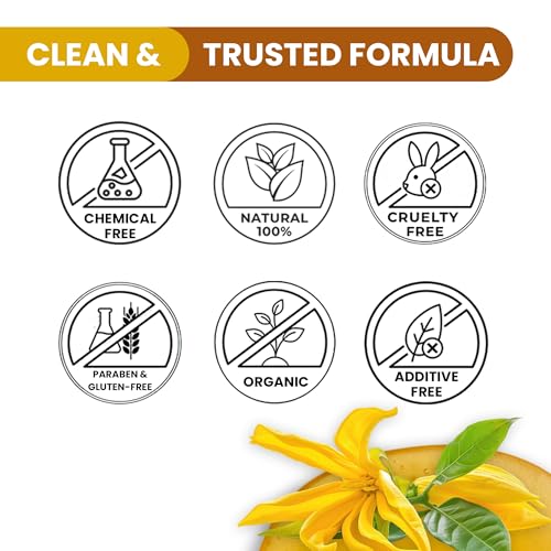 Image of Romyco Ylang Ylang Essential Oil 15ml for Strong Hair Roots & SkinCare, glowing | Emotional Balance Intimacy & Luxury Exotic Floral Aroma | Use In Diffuser | Pure Premium Natural Undliluted