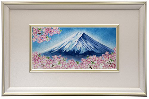 彩光舎 七宝焼き 額 612青富士桜 114-11