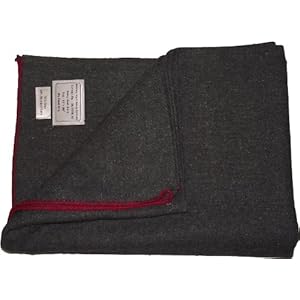 New Military Style Heavy Wool Blanket (Grey With Red Trim)(Size: 60inchx 80inch (152cm x 203cm))