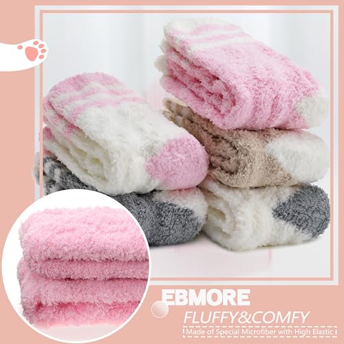 Image of EBMORE Womens Fuzzy Socks Fleece Fluffy Cabin Plush Warm Sleep Soft Cozy Winter Adult Socks