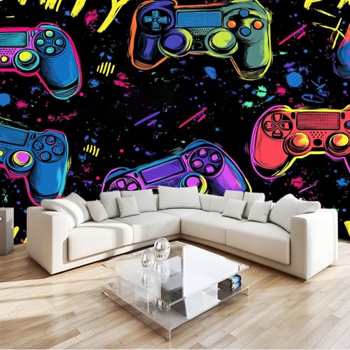 Art Papel Tapiz Fotográfico Controlador de juego oscuro Papel Pintado no Tejido 200x140 cm Lana Decoración De Pared Sala Cuarto Póster Mural para Sala de estar Dormitorio Infantil Decoración