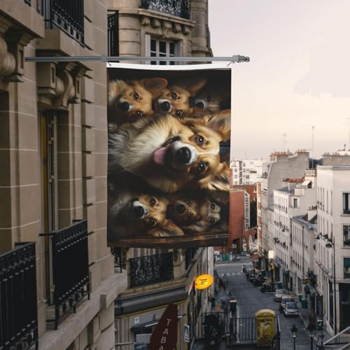 Drapeau extérieur Corgi anti-déchirure grand format double face toutes saisons - 6