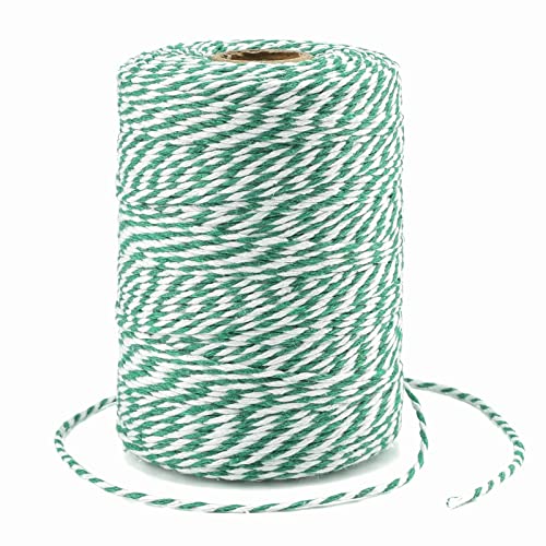 Image of G2PLUS Christmas String, 2MM 656 Feet White and Green Cotton String | Natural Soft and Sturdy,for Christmas Gift Wrapping, DIY Arts and Crafts