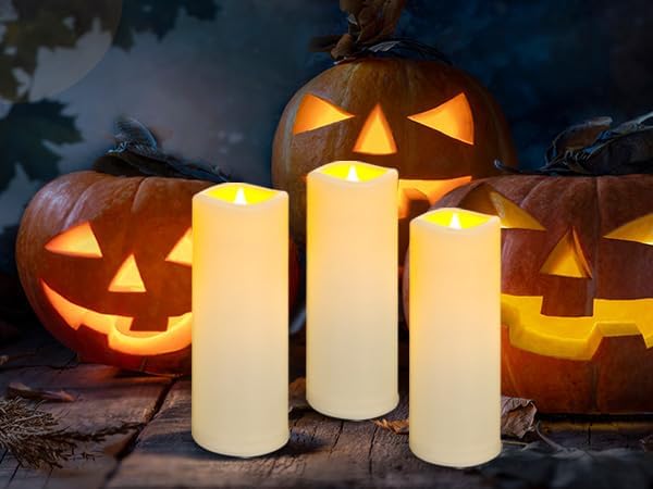 Miniatura 5 de YIWER Vela impermeable sin llama para exteriores, 12 velas pilares de plástico, velas LED de 4, 5, 6, 7 pulgadas y control remoto de 10 teclas con