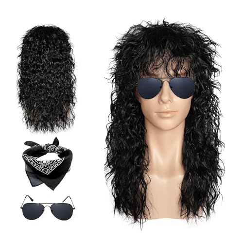 VBNZBK Peluca de Rockero Hombre, Accesorios de Disfraz de