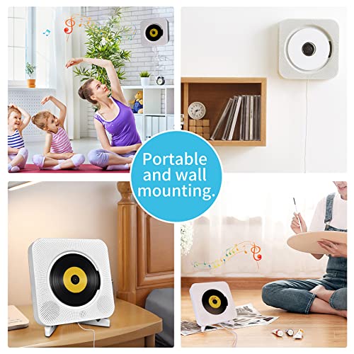 Wall-Mountable-CD-Player-with-Bluetooth-Portable-CD-Music-Player-with-Remote-Control-HiFi-Sound-Speaker-FM-Radio-Support-AUXUSB-Headphone-Jack-for-Home-Kids-Kpop-Gift