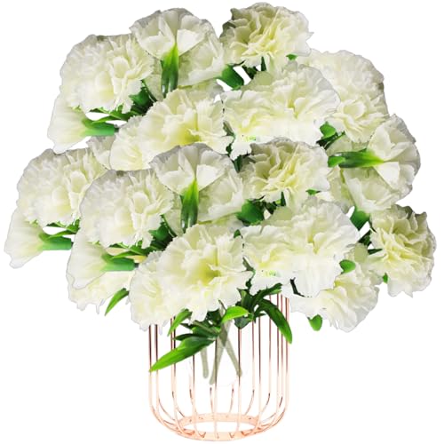 astylishome White Artificial Flowers 30 cm Simulation Bouquet 40 pcs Carnations Bridal Wedding Bouquets for Home Garden Party Office Coffee House Decorations White 0415