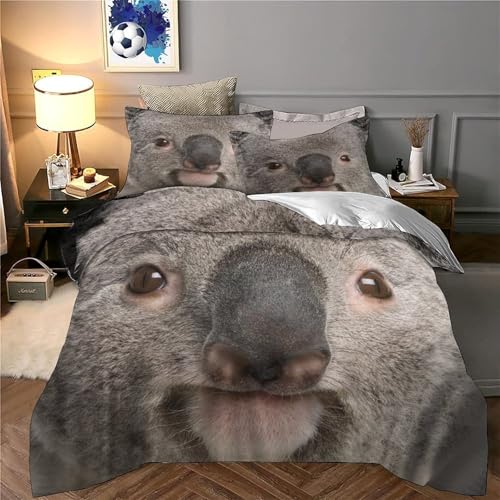 Housse de couette koala 3D microfibre déco chambre animaux 140x200