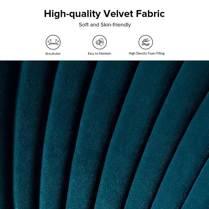 Image of Modern Upholstered Accent Velvet Chair Single Seater Channel Tufted Wing Back Chair with Golden Matel Legs for Living Room, Bedroom, Dining Room, Teal