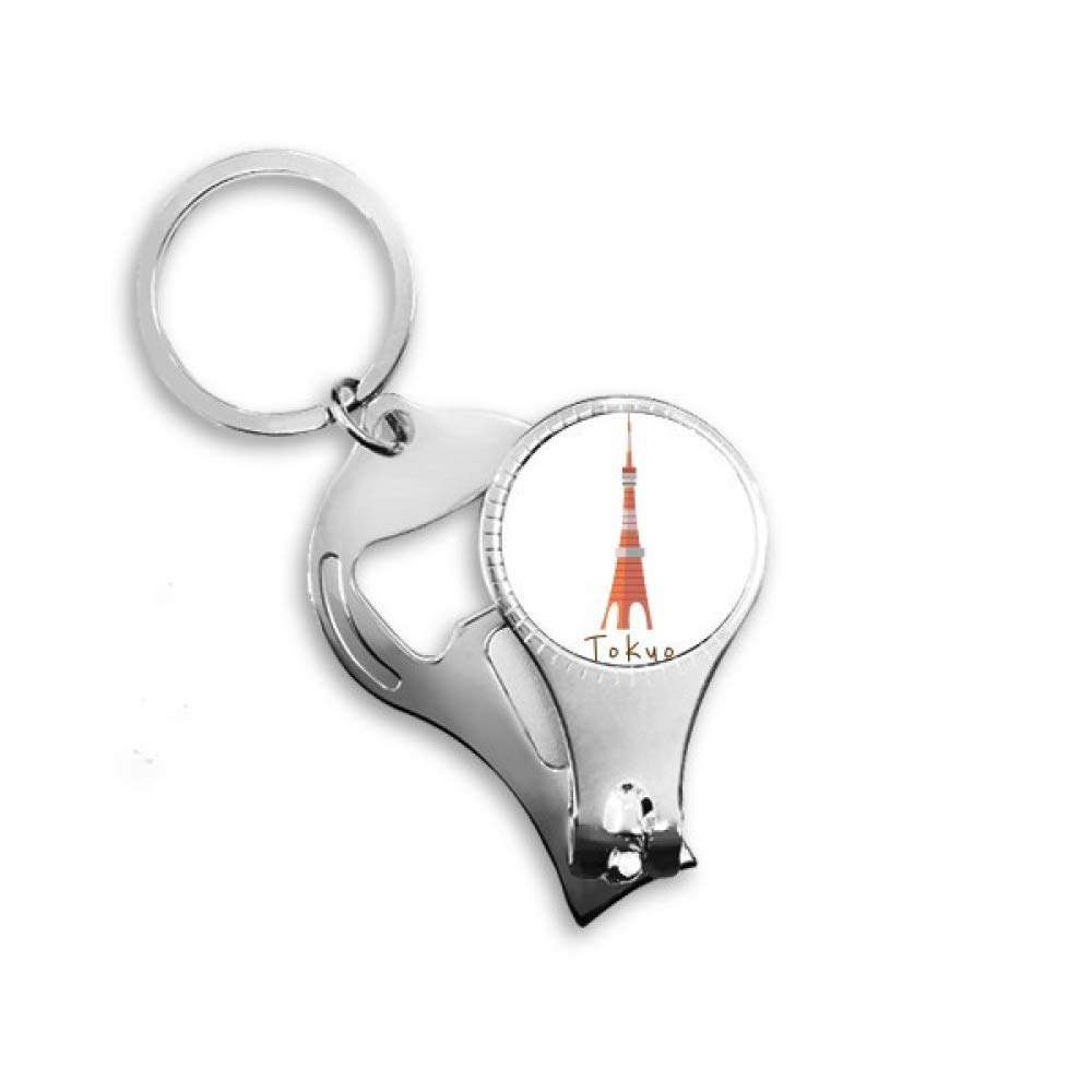 Porte-clés avec pince à ongles Tour de Tokyo, accessoire de manucure japonais en acier