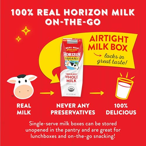 Horizon Organic Shelf Stable Whole Milk Boxes, USDA Certified Organic UHT Milk from Pasture-Raised Cows, No Refrigeration Required, 8 fl oz, 6 Count - Image 6