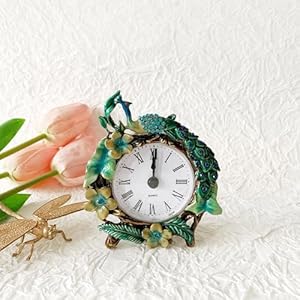 Vintage Mini Analog Table Clock, Silent Small Table Clock with Hand-Painted Metal Body and Battery Operated Non-Ticking Clock Core for Shelf, Bedroom, Bedside, Desk, Gift Clock Vintage Mini Analog Table Clock Silent Small Table Clock with Hand Painted Metal Body and Battery Operated Non Ticking Clock Core for Shelf Bedroom Bedside Desk Gift Clock