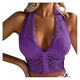 Padaleks Women's V Neck Lace Tank Tops Crop Wireless Bra Lingerie Sexy Sleeveless Underwear Camisole
