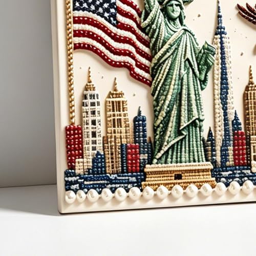 Pintura patriótica de perlas y kit de arte DIY para el hogar y oficina 7