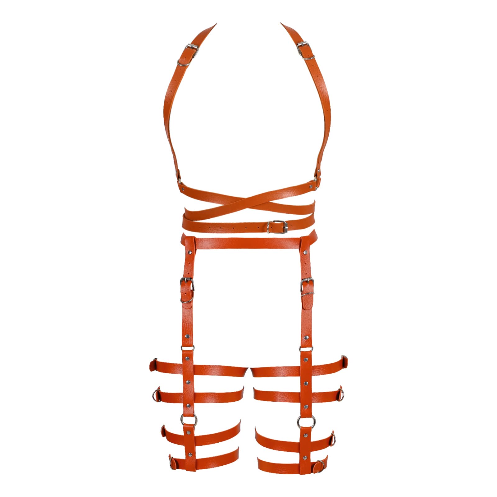 Leder Body Harness für Frauen Dessous Käfig Brust Strumpfband Set Punk Goth dehnbarer Stoff Halloween Rave