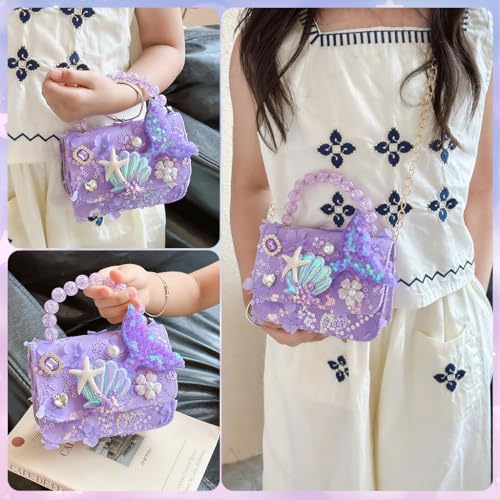 Image of PATPAT Cartoon Bunny Floral /Mermaid Sling Bag for Girls, Fashion Cute Hand Bag for Girls Shoulder Stylish Gifts Kids Age 3-8 Purse Cross Body Woman, 12.5x4.5x11cm / 14x5x11cm